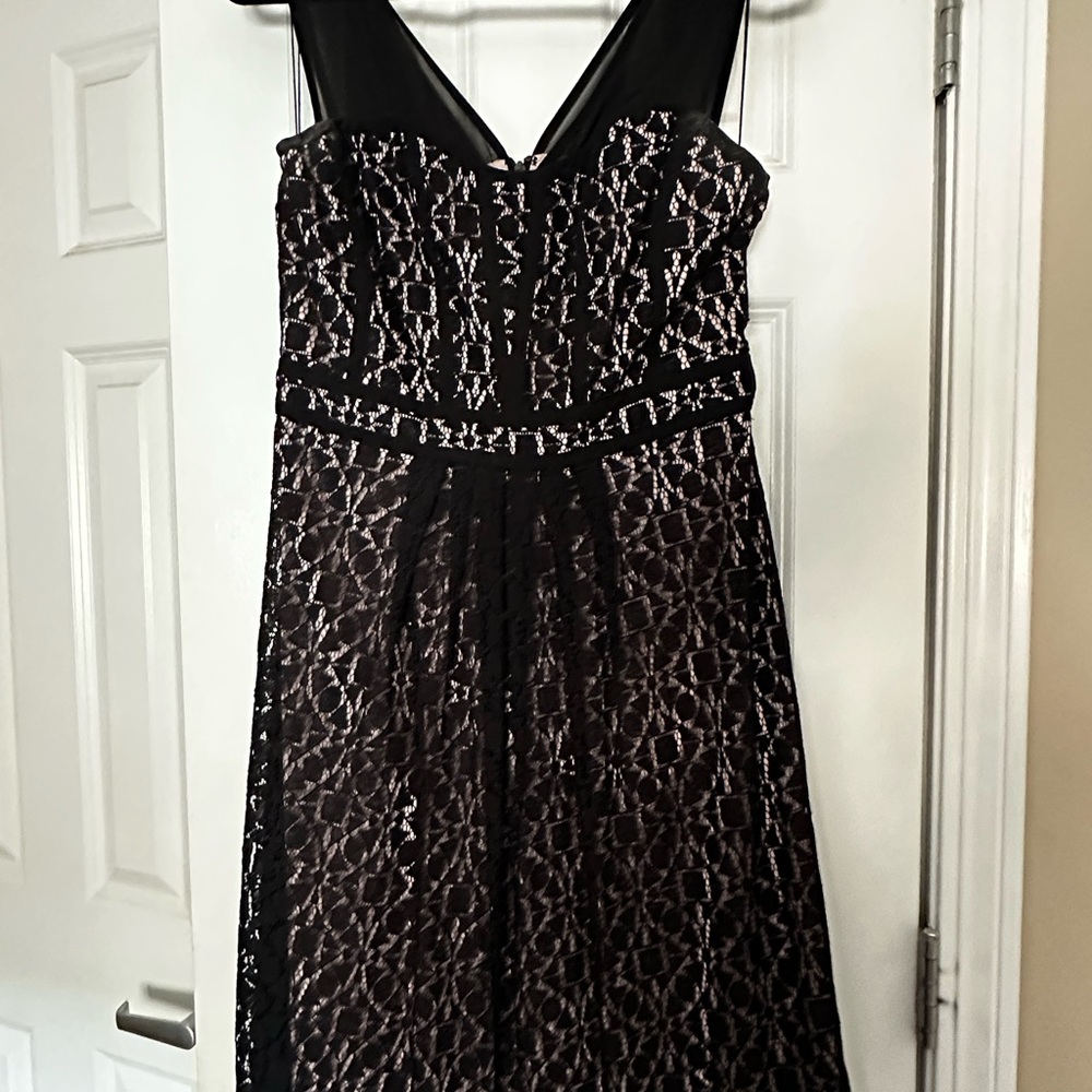 Adrianna Papell Black and Pink Lace Dress